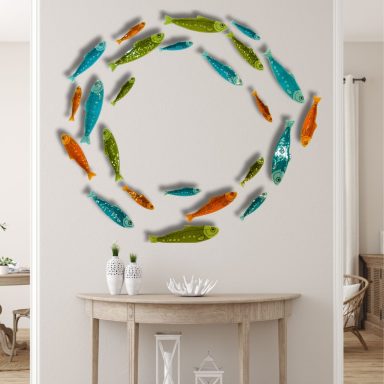 Sardinas de vidrio de 3 tamaños para decoración de pared